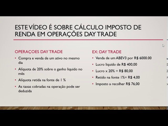 Cálculo de imposto de renda em operações daytrade em ações
