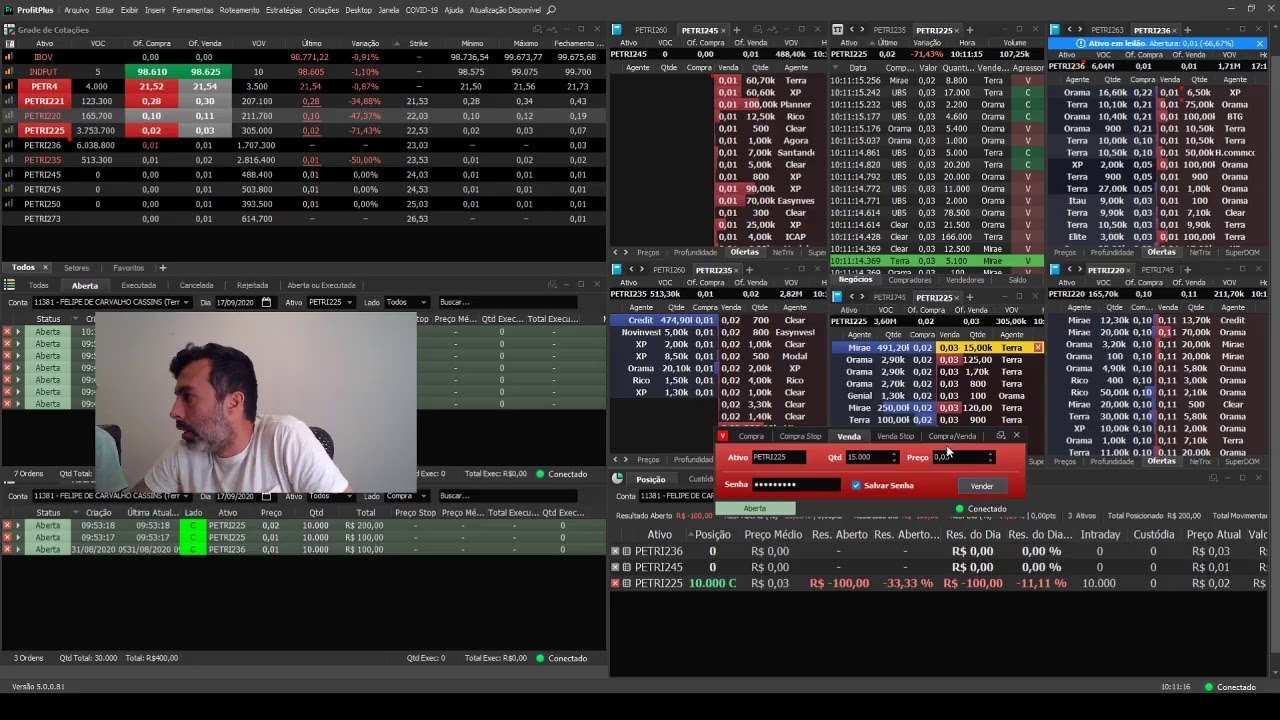 Day trade em opções de PETR4 17/09/2020