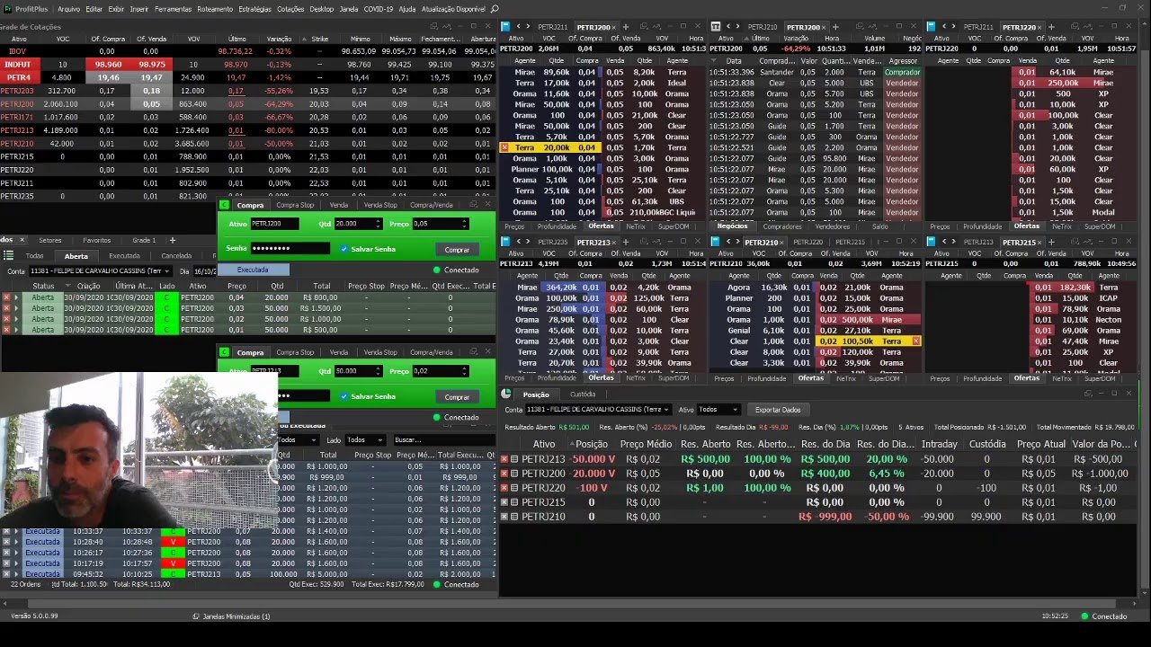 Day trade em opções de PETR4 16/10/2020