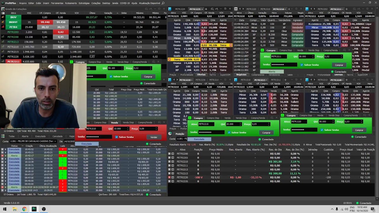Day trade em opções de PETR4 14/10/2020