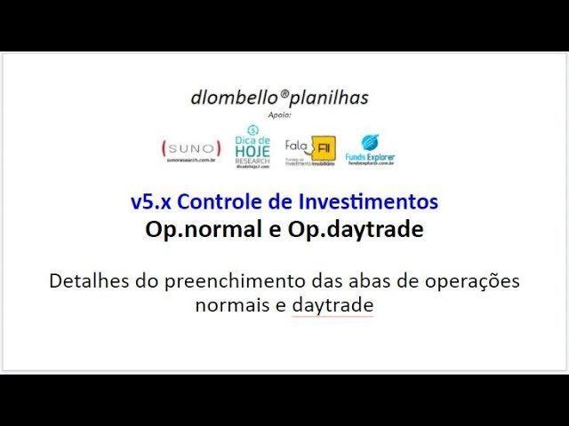3. Op.normal e Op.daytrade – v5.x Controle de Investimentos