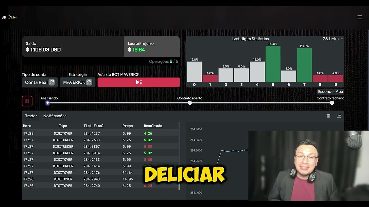 📊 BOT DERIV MAVERICK MAGNÍFICO LUCRO DE R$ 301.46