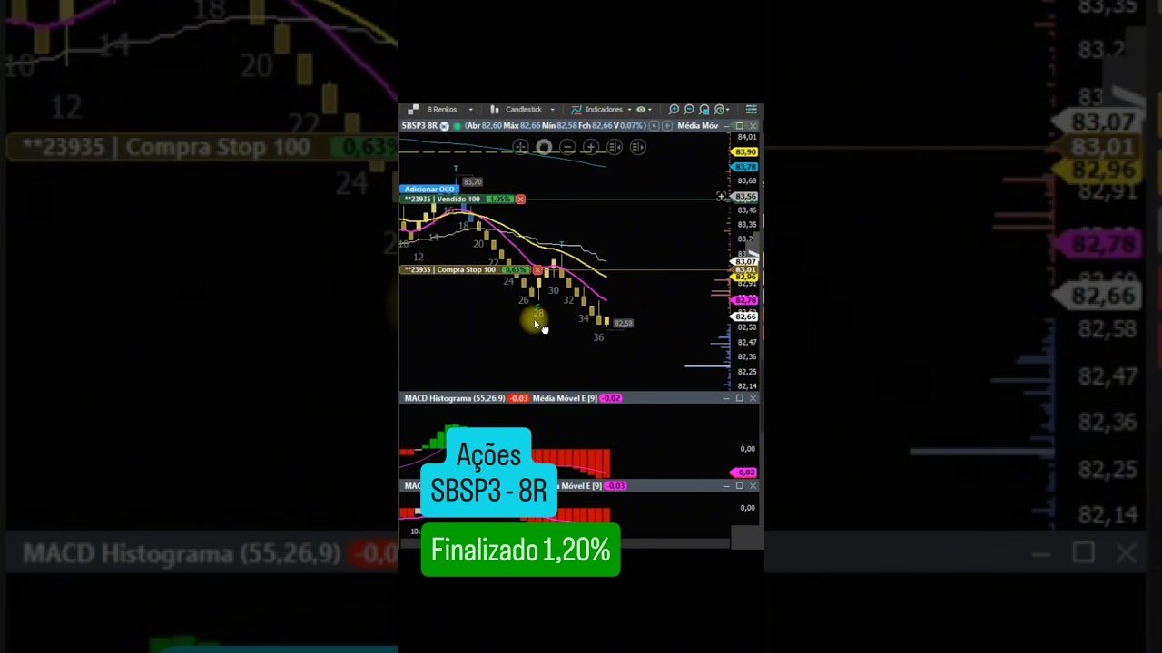 1,20% de Ganho no Daytrade em Ações Sabesp #daytrade #shorts #renko #finanças #investment