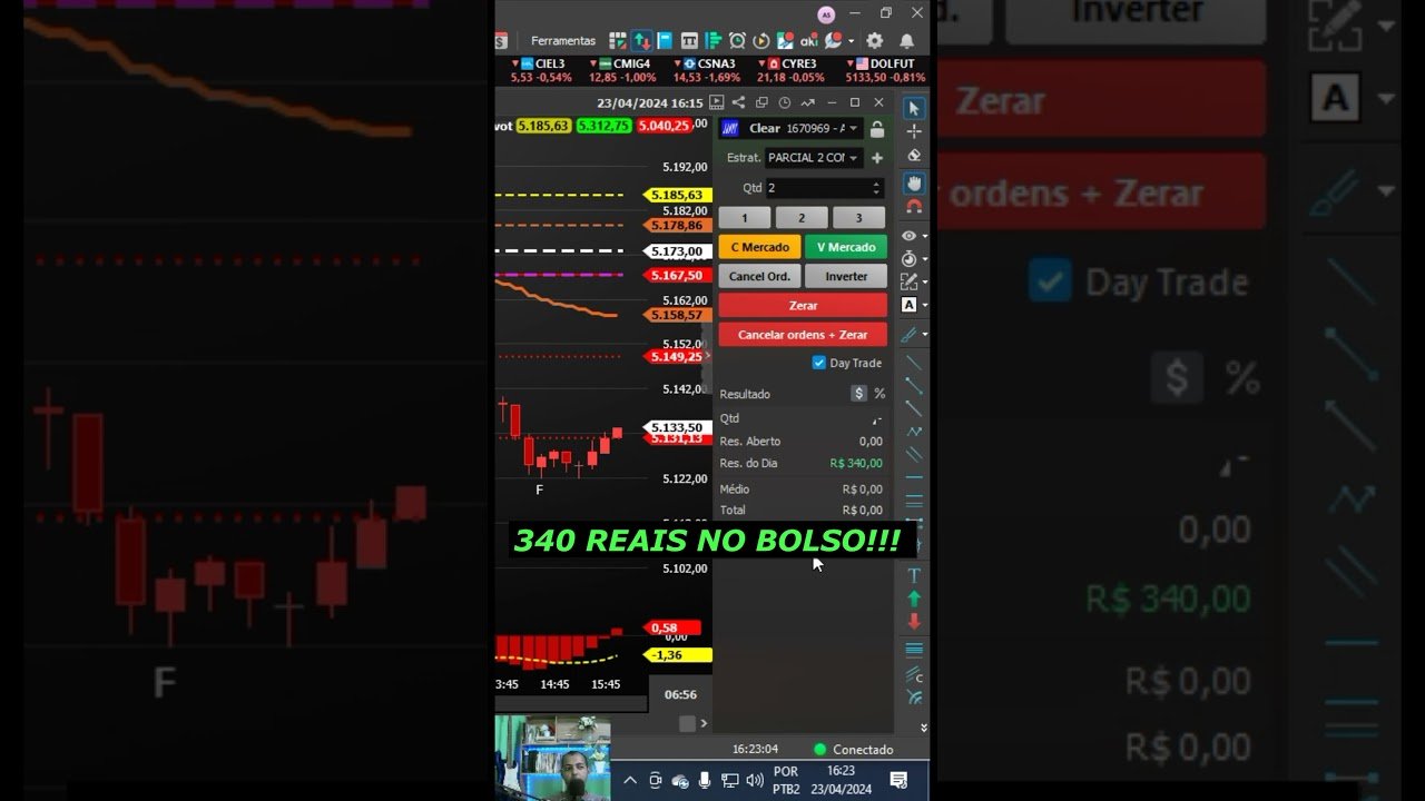 🚀340 REAIS NO BOLSO! #trabalharemcasa #ganhardinheironainternet #daytrade #investimentos #bitcoin