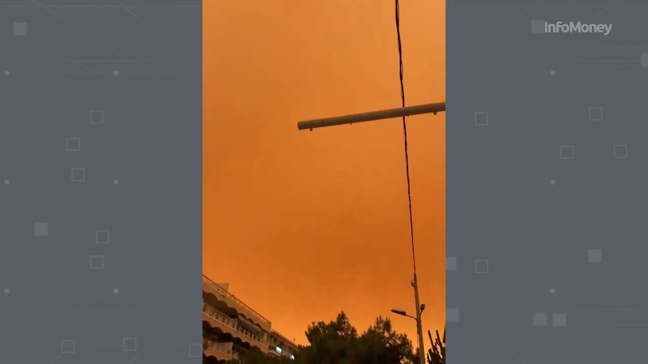 IMAGENS do céu laranja de Atenas, na Grécia