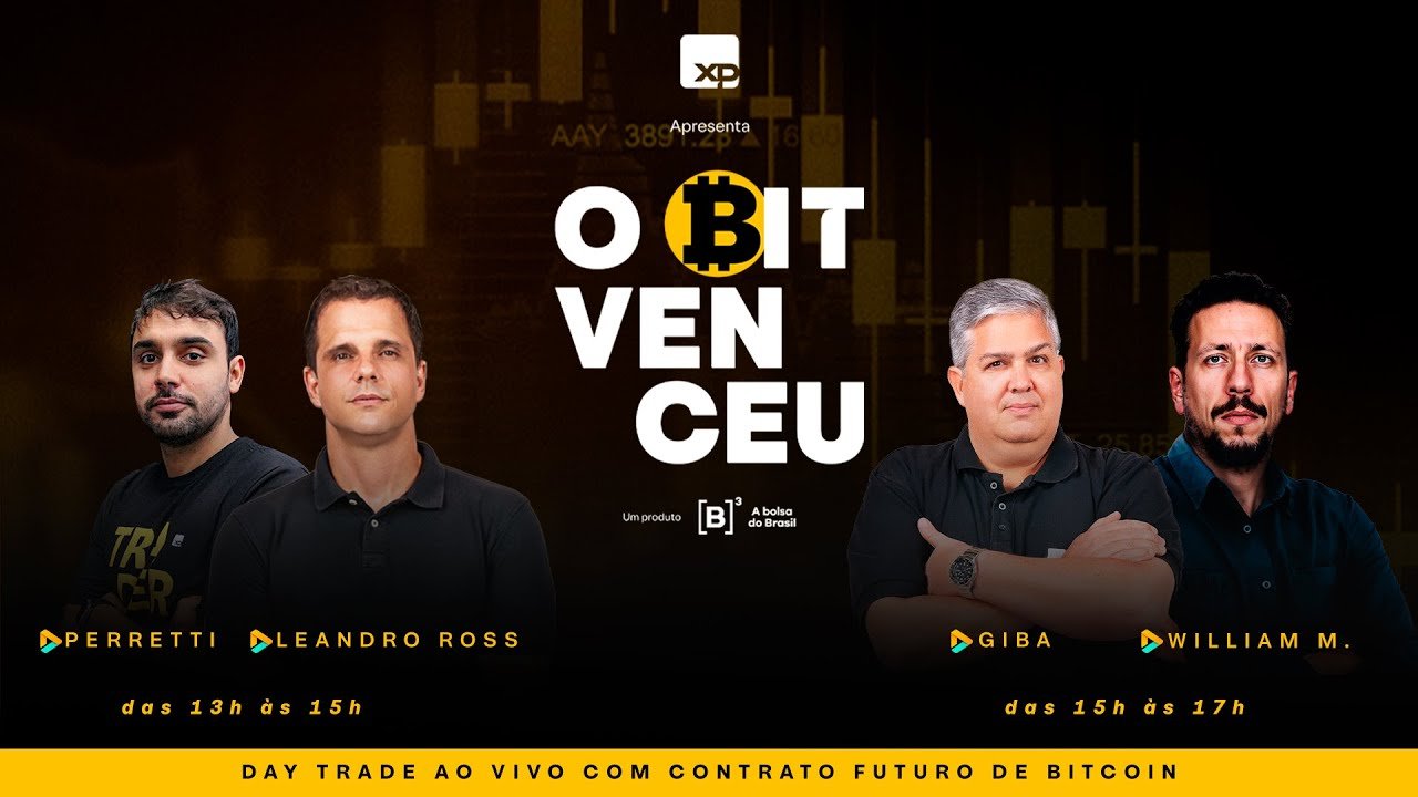 Day Trade de FUTURO DE BITCOIN AO VIVO com Ross e Perretti, Giba e William – Arena Trader XP 13/05