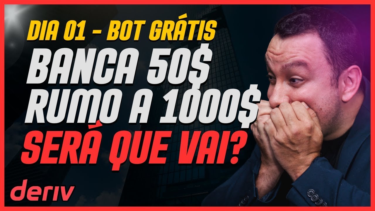 DIA 01: BOT DERIV EM BANCA DE 51,68$ FAZ 5% DIA? SERÁ?