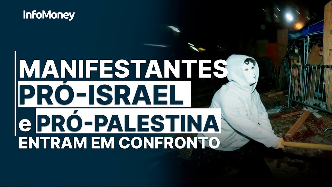 Manifestantes pró-Palestina e pró-Israel entram em confronto
