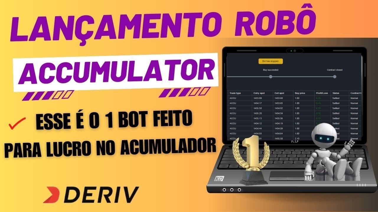 💎 LANÇAMENTO ROBÔ ACCUMULATOR DERIV.com – Lucro feito no Acumulador
