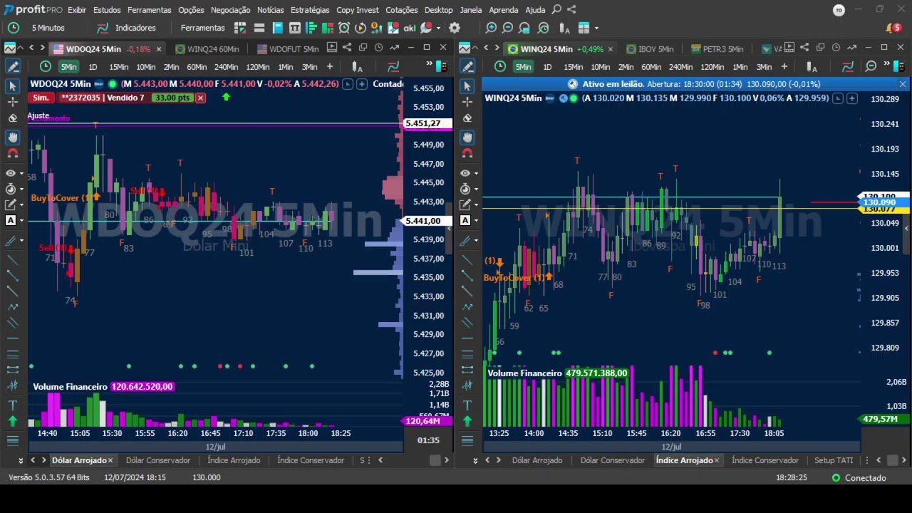 DAY TRADE AO VIVO PARA INICIANTE EM MINI ÍNDICE , MINI DÓLAR, PRINCESA RUMO AOS MILHÕES 12/07/2024