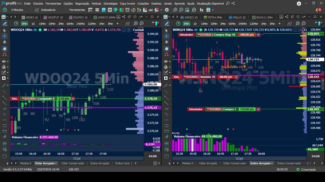 DAY TRADE AO VIVO PARA INICIANTE EM MINI ÍNDICE , MINI DÓLAR, PRINCESA RUMO AOS MILHÕES 22/07/2024