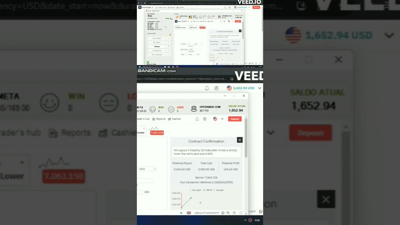 operando na deriv com robô de operações avançada