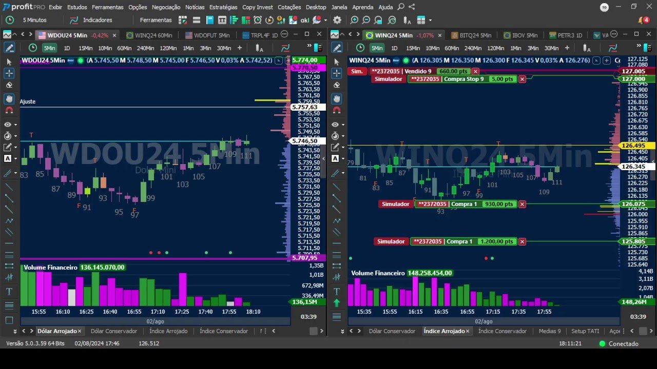 DAY TRADE AO VIVO PARA INICIANTE EM MINI ÍNDICE , MINI DÓLAR, PRINCESA RUMO AOS MILHÕES 02/08/2024