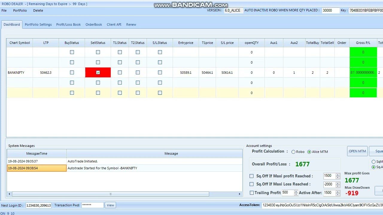 ROBO TRADING NIFTY & BANKNIFTY OPTION 19 AUG 24 .2 LOT TODAY PROFIT .RS.1700