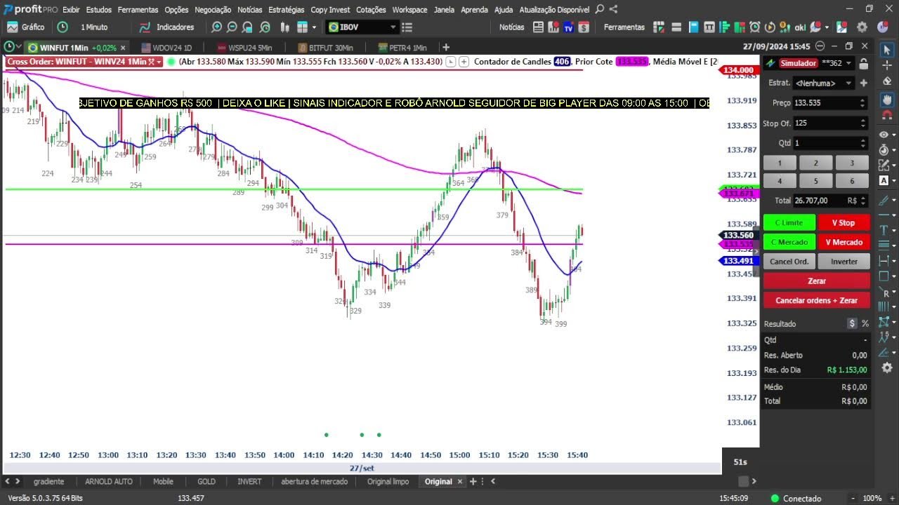 🚀  DAY TRADE AO VIVO | O ROBO ARNORD M1 pode realmente gerar LUCRO em 2024?