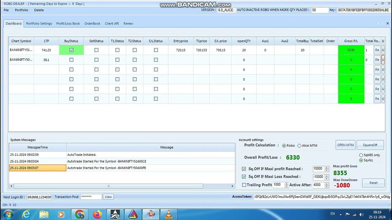 ROBO TRADING NIFTY & BANKNIFTY OPTION 25 NOV 24 .20 LOT TODAY PROFIT .RS.10470