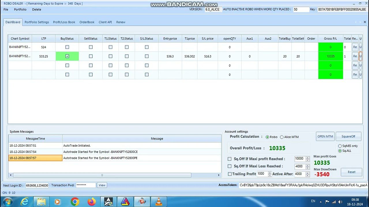 ROBO TRADING NIFTY & BANKNIFTY OPTION 18 DEC 24 .20 LOT TODAY PROFIT .RS.10300