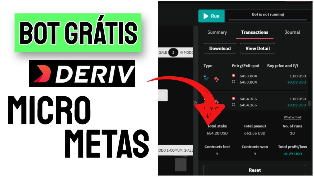 ✅ Utilizei esse BOT DERIV para MICRO METAS com BAIXO MARTINGALE