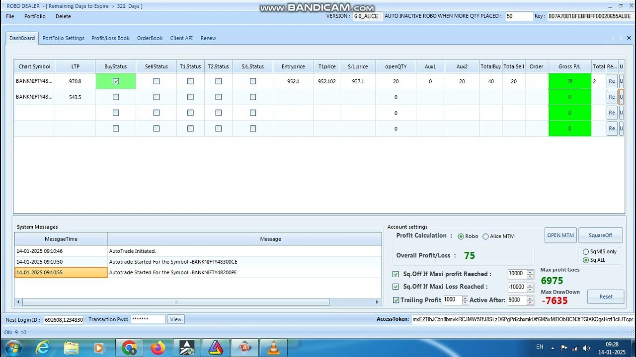 ROBO TRADING NIFTY & BANKNIFTY OPTION 14 JAN 25 .20 LOT TODAY PROFIT .RS.11400