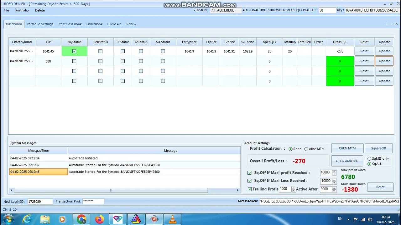 ROBO TRADING NIFTY & BANKNIFTY OPTION 04 FEB 25 .20 LOT TODAY PROFIT .RS.6300