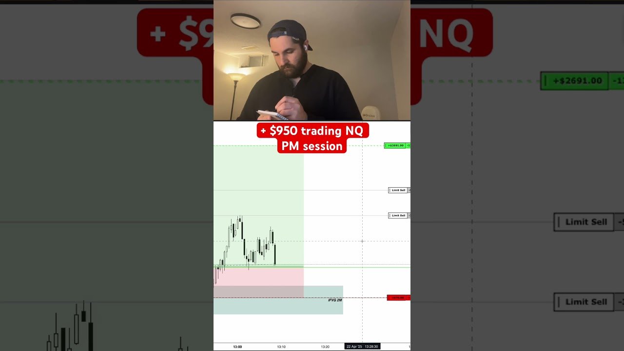 + $950 trading NQ in PM session! / April 22 #ict #futures #trader #daytrade #topstep #tariffs