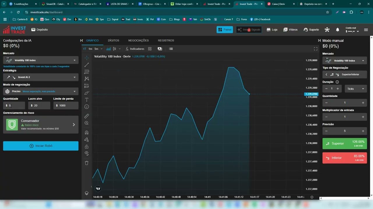 05- NEGOCIANDO NA PLATAFORMA INVEST TRADING BOT GRÁTIS DERIV “ROBÔ INVEST AI 02”