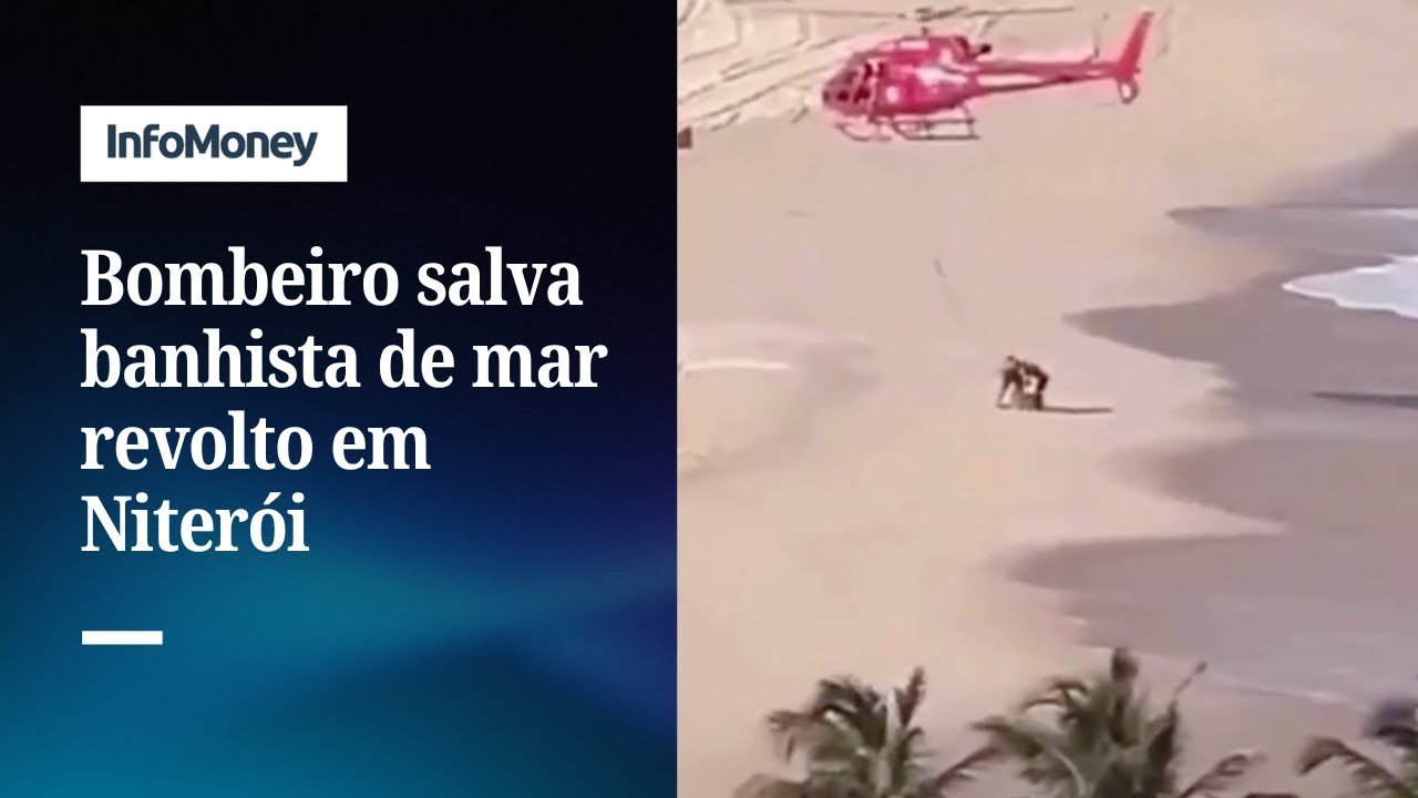 Bombeiro salva banhista de mar revolto em Niterói