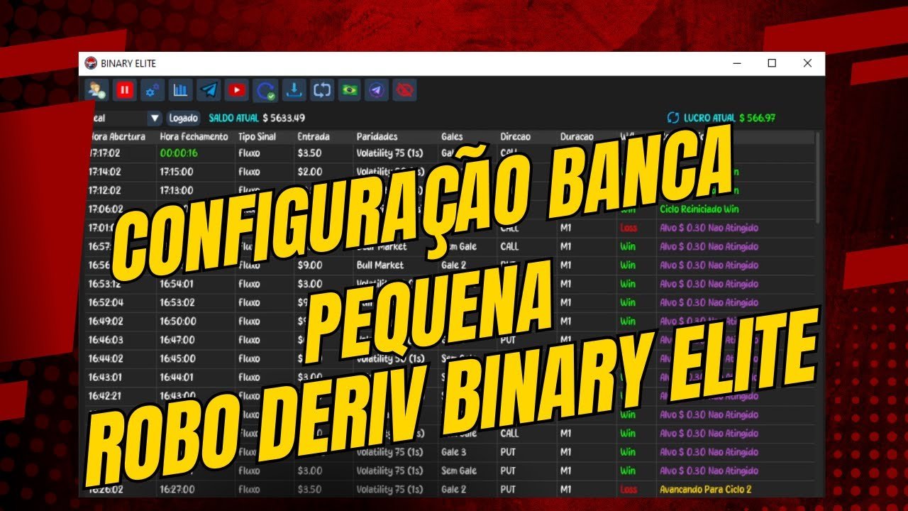 IA deriv binary elite  – Como configurar uma banca pequena utilizando o Robo Deriv binary elite.