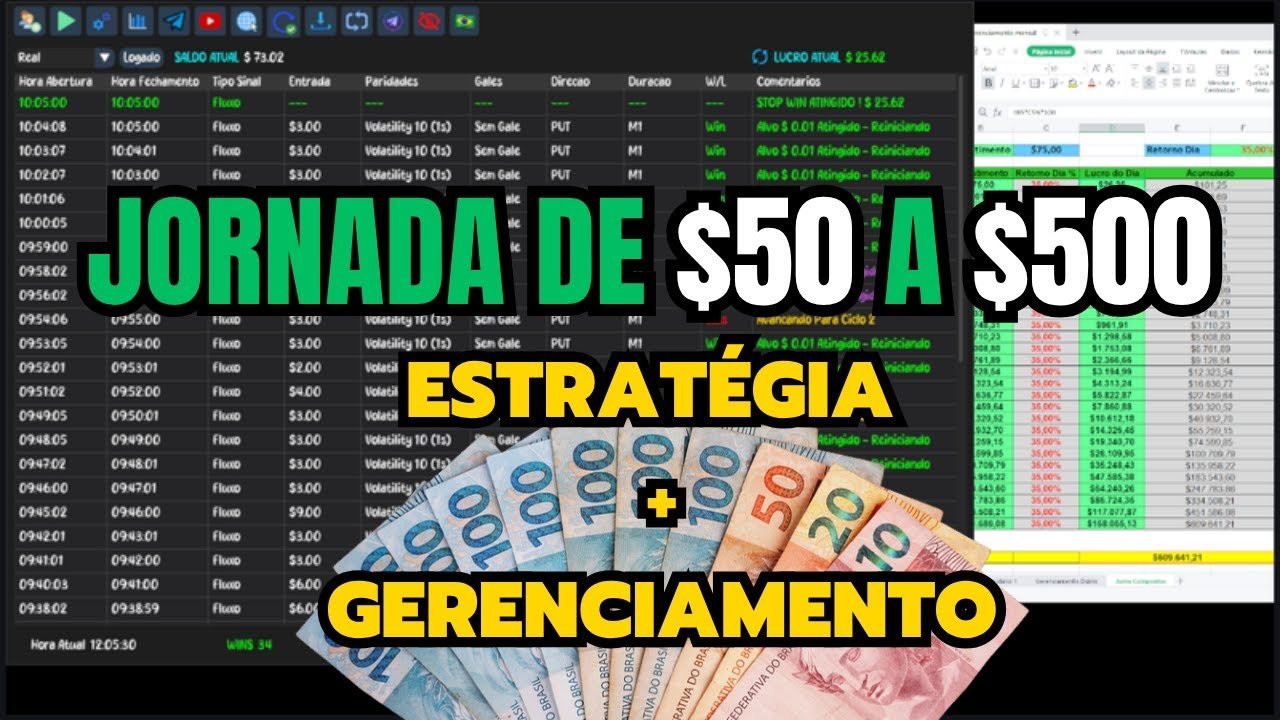 Jornada deriv – iniciando banca de 50 com o bot automático Deriv binary elite.