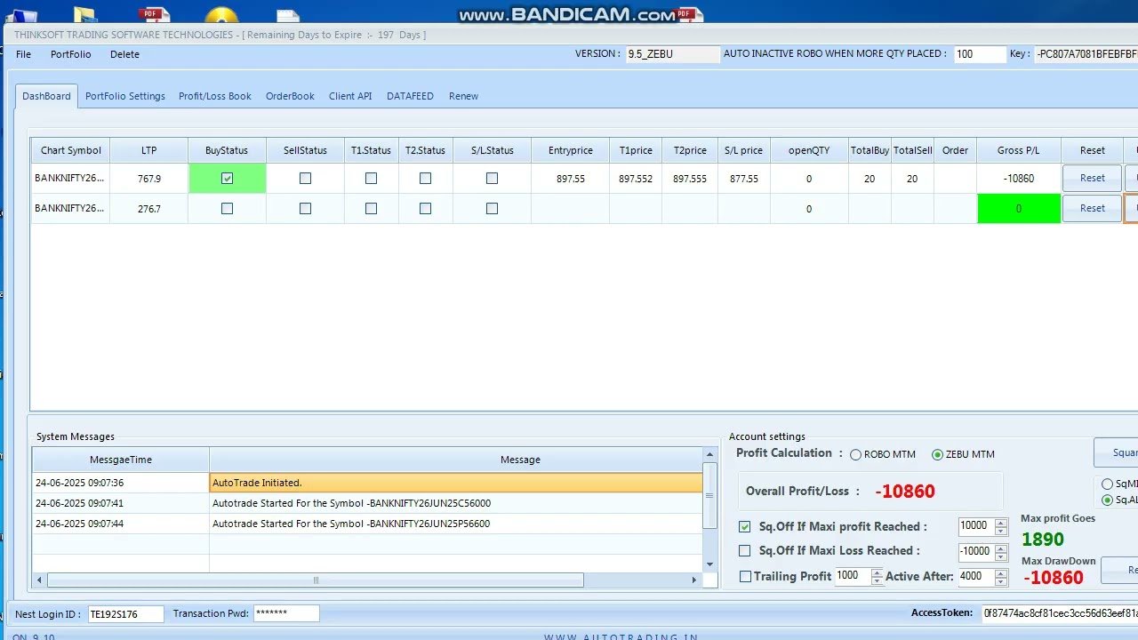 ROBO TRADING NIFTY & BANKNIFTY OPTION 24 JUN 25 .20 LOT TODAY LOSS .RS.10800