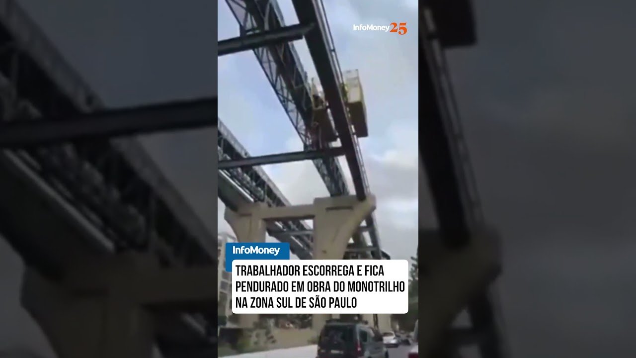 Trabalhador cai e fica pendurado por corda em obra do monotrilho em SP