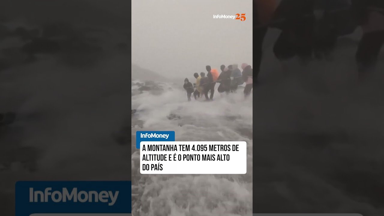 Alpinistas enfrentam correnteza forte no Monte Kinabalu, na Malásia