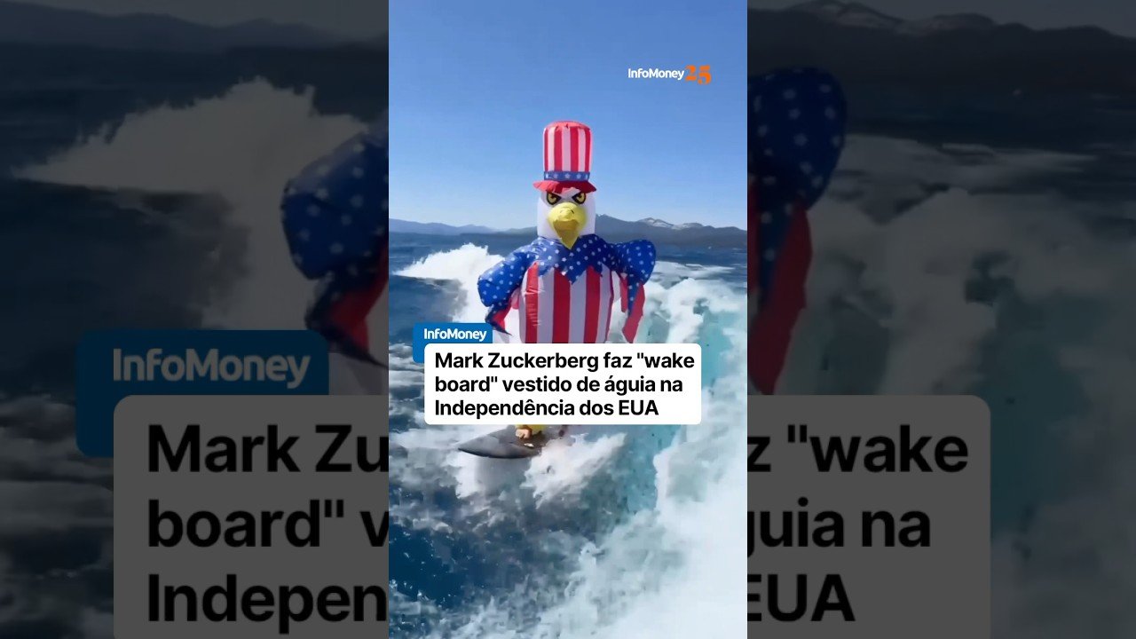 Zuckerberg faz wakeboard vestido de águia na independência dos EUA