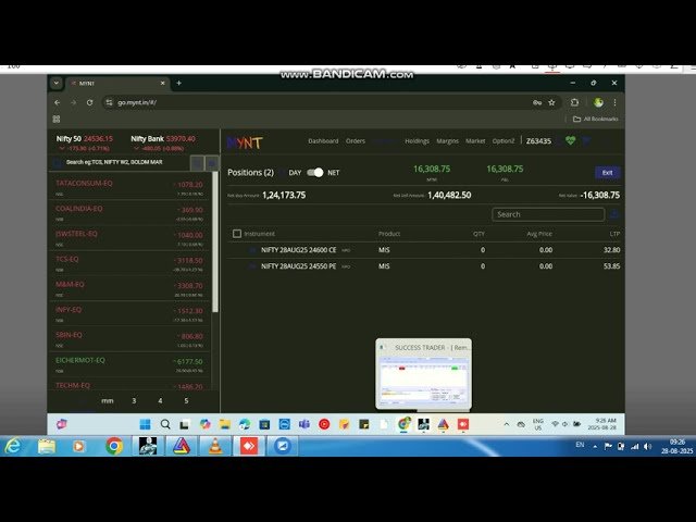 ROBO TRADING NIFTY OPTION 28 AUG 25 .20 LOT TODAY PROFIT .RS.16300