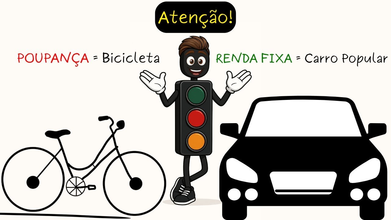 Poupança ou Renda Fixa: onde investir seu dinheiro agora (Explicado com Trânsito e Semáforo)