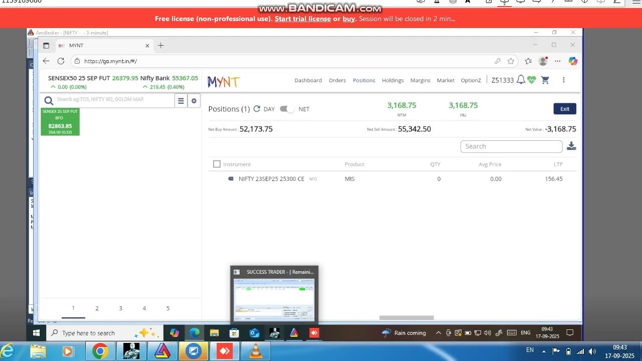 ROBO TRADING NIFTY OPTION 17 SEP 25 .10 LOT TODAY PROFIT .RS.3200