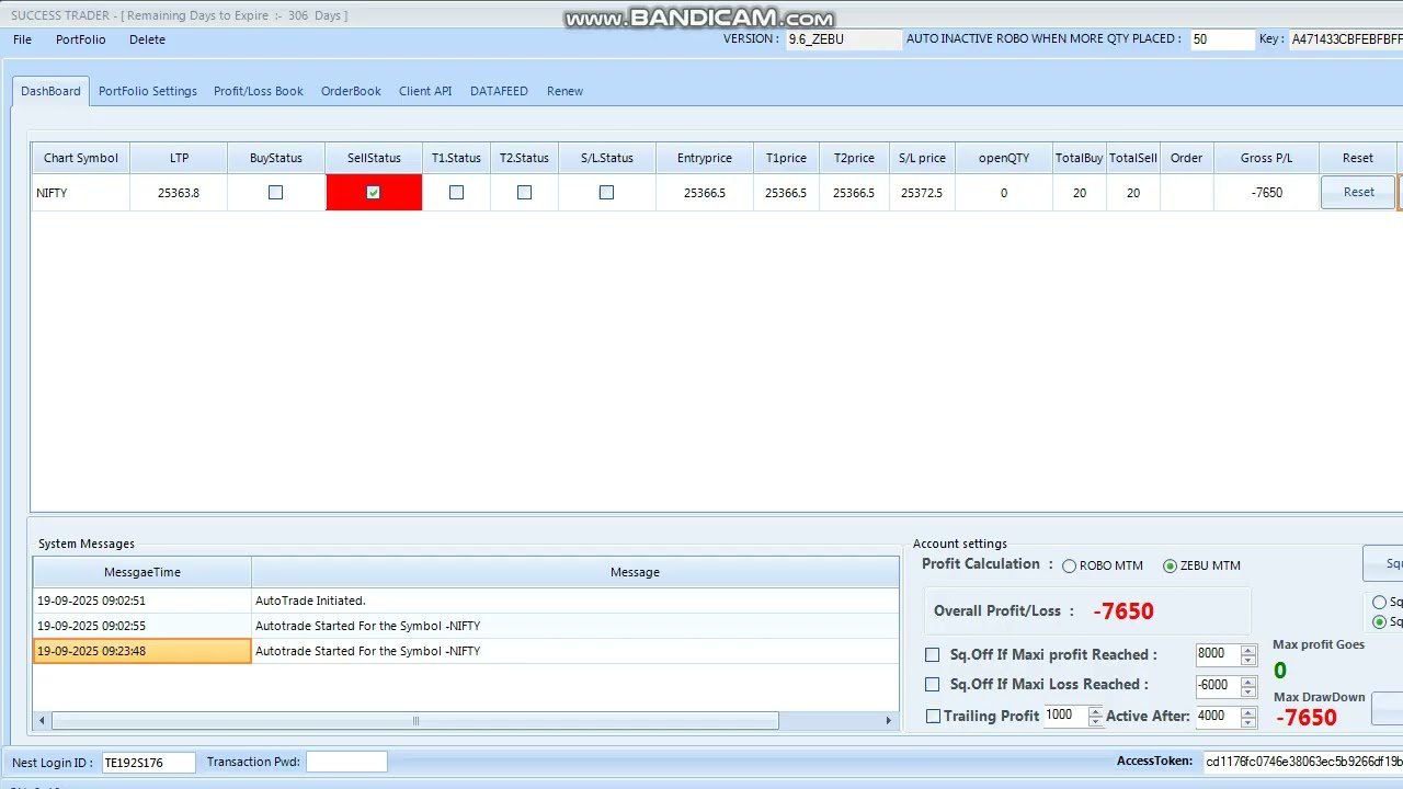 ROBO TRADING NIFTY OPTION 19 SEP 25 .20 LOT TODAY LOSS .RS.7600