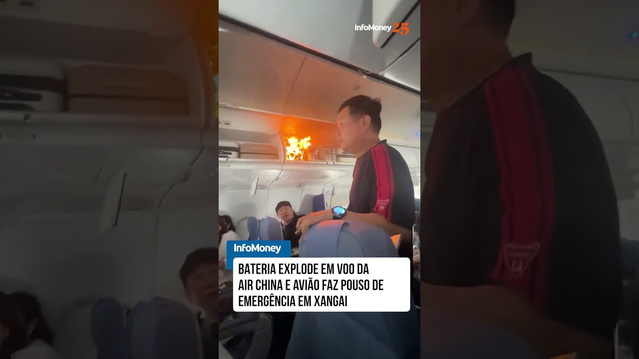 Bateria explode e pega fogo em avião