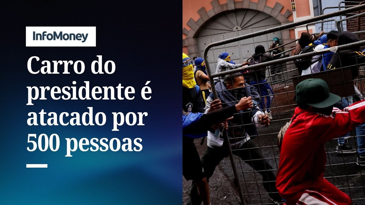 Carro do presidente do Equador é atacado por multidão | InfoMoney News