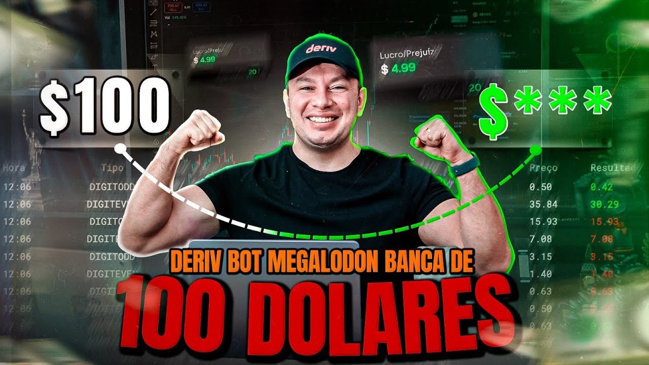 Deriv Bot Megalodon em Banca de 100 Dólares nos Índices Sintéticos na DERIV