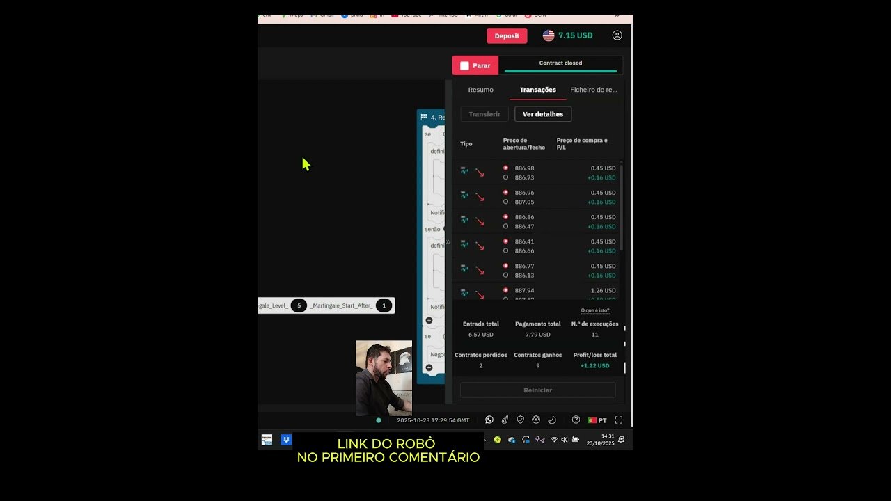 OPERANDO COM 5 DÓLARES – DESAFIO COM ROBÔ MADRI – Deriv.com  #trader #daytrade #money #like #renda
