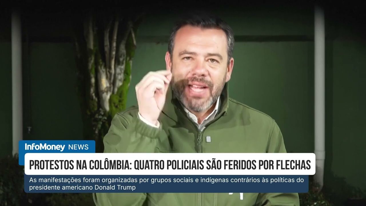 Protestos na Colômbia deixam quatro policiais feridos por flechas em frente à embaixada dos EUA