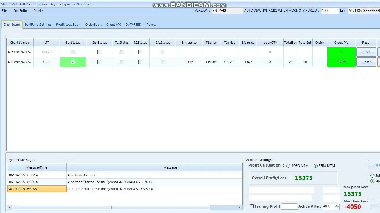 ROBO TRADING NIFTY OPTION 30 OCT 25 .20 LOT TODAY PROFIT .RS.15300