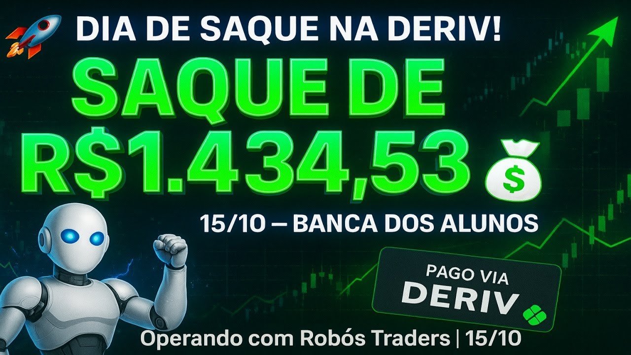 SAQUE DE R$1.434,53 na DERIV 💸 Robôs Traders Lucrando na Banca dos Alunos | 15/10