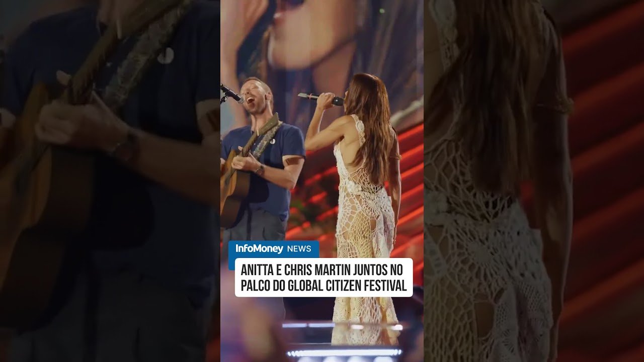 Anitta e Chris Martin juntos no palco do Global Citizen Festival em Belém