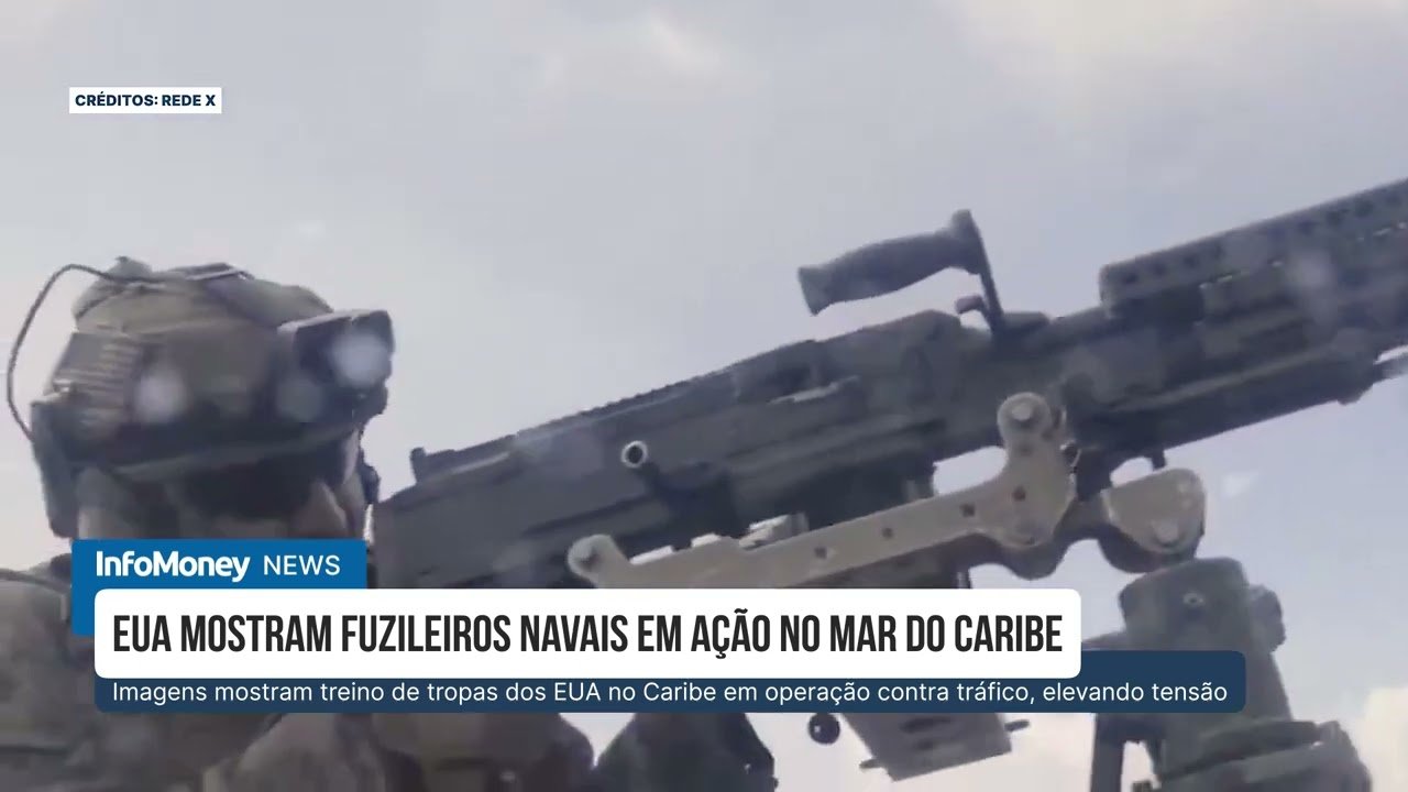 EUA divulgam imagens de fuzileiros navais atirando com metralhadoras no Mar do Caribe