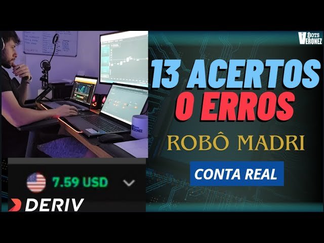 OPERANDO BANCA DE 7 DÓLARES – Robô MADRI fazendo 100% de Acertos ! Conta Real Deriv.com