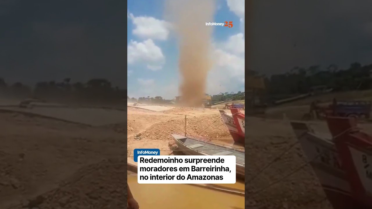 Redemoinho surpreende moradores em Barreirinha, no interior do Amazonas
