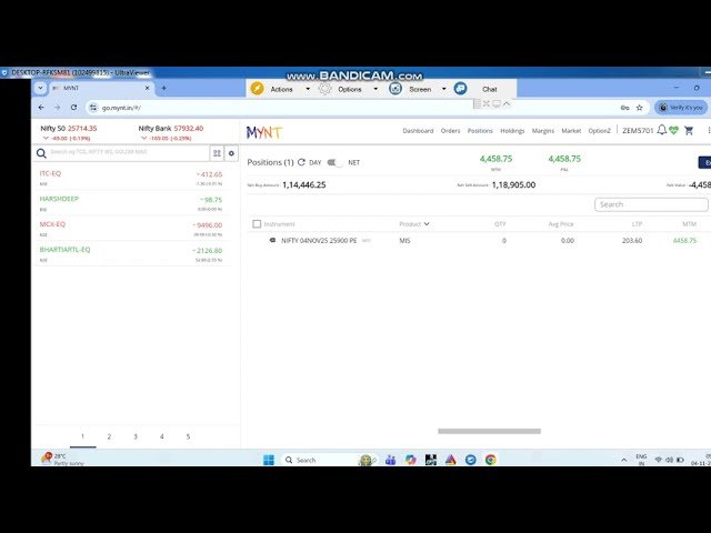 ROBO TRADING NIFTY OPTION 04 NOV 25 .3 LOT TODAY PROFIT .RS.4500