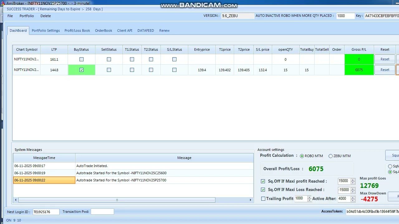 ROBO TRADING NIFTY OPTION 06 NOV 25 .15 LOT TODAY PROFIT .RS.15000